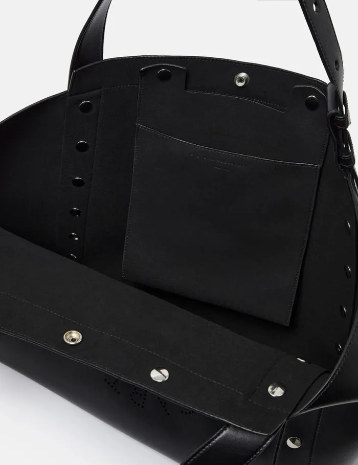 Women Stella Studs Large Tote Bag Pitch Black Stella McCartney Logo Bag