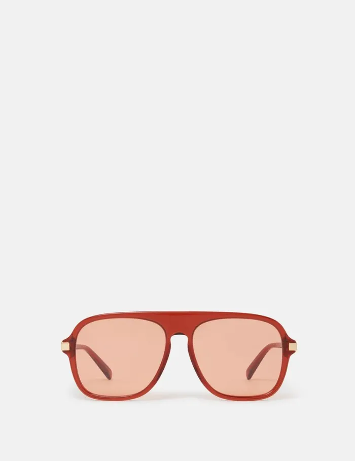 Women StraightEdge Sunglasses Translucent Ginger And Gold Stella McCartney Sunglasses