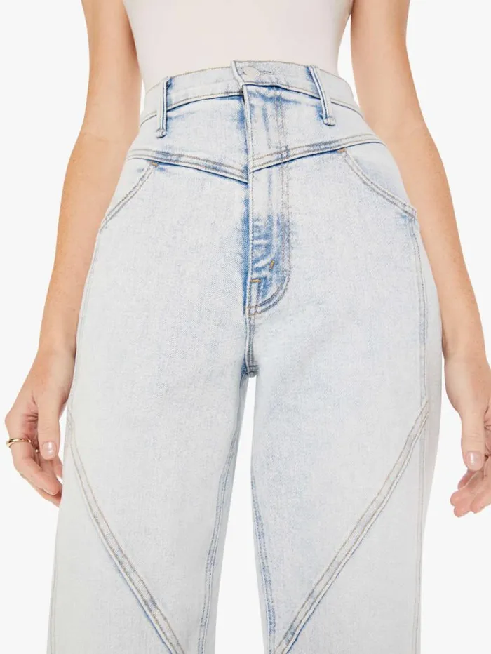 Women Straight Mother Denim High Waisted Pointy Study Nerdy Blue lightpastel