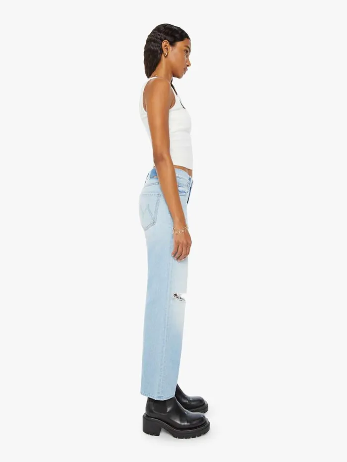 Women Straight Mother Denim The Mid Rise Rambler Zip Flood Blue lightpastel