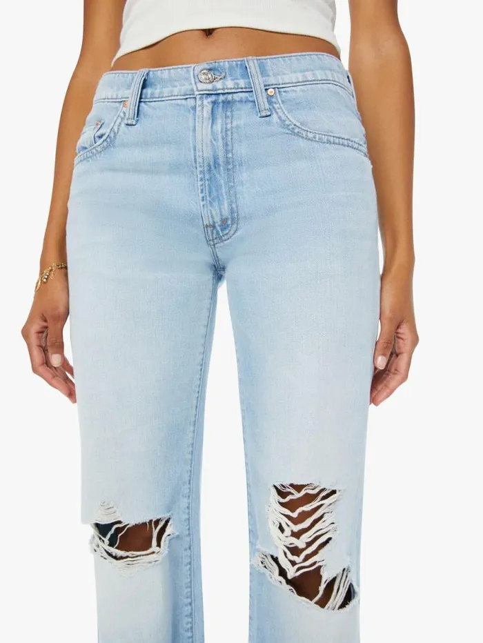 Women Straight Mother Denim The Mid Rise Rambler Zip Flood Blue lightpastel