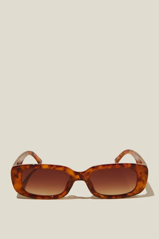 Women Sunglasses Cotton On Abby Rectangle Sunglasses Sepia Tort