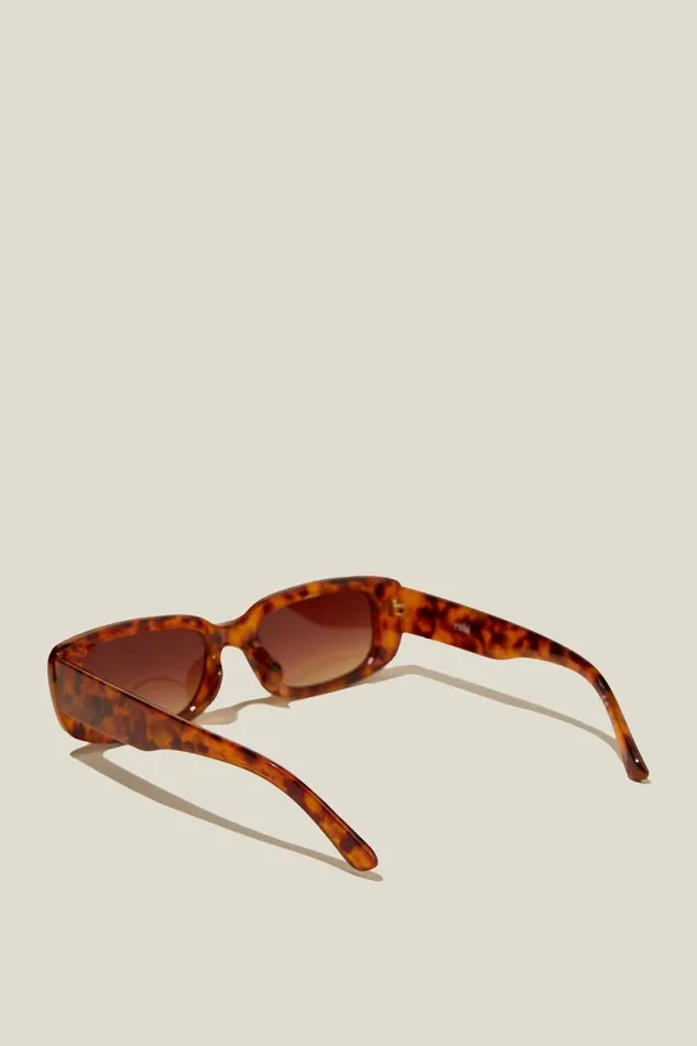 Women Sunglasses Cotton On Abby Rectangle Sunglasses Sepia Tort
