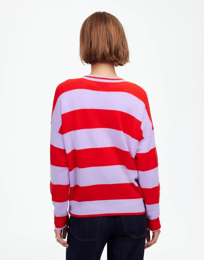 Women Sweaters Madewell Cashmere Relaxed Crewneck Sweater Hthr Cherry Stripe