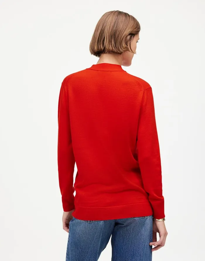 Women Sweaters Madewell Merino Wool Boyfriend Cardigan Bright Cherry