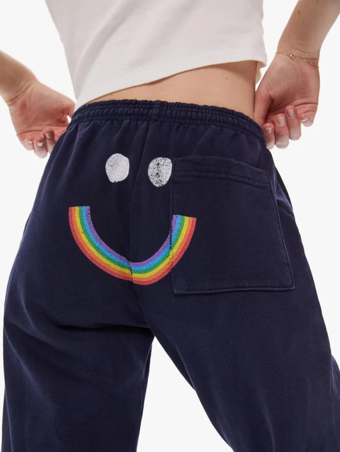 Women Sweatpants Mother Denim Rainbow Management Sweatpants Navy