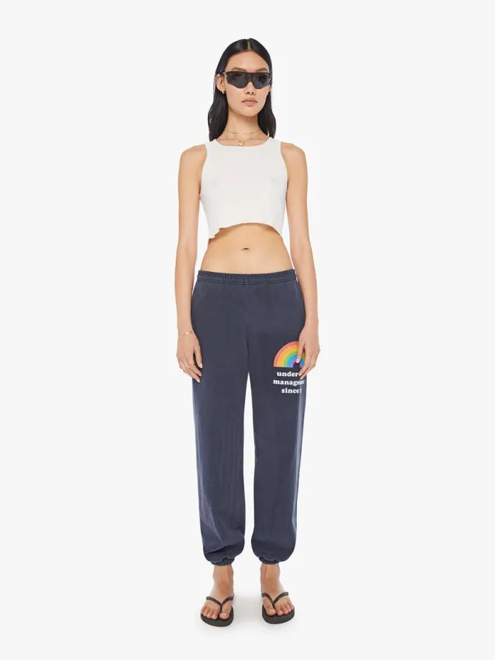 Women Sweatpants Mother Denim Rainbow Management Sweatpants Navy