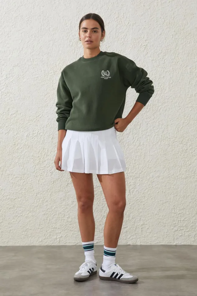 Women Sweats and Hoodies Cotton On Plush Essential Graphic Crew Jumper Forest Greenbody Country Club