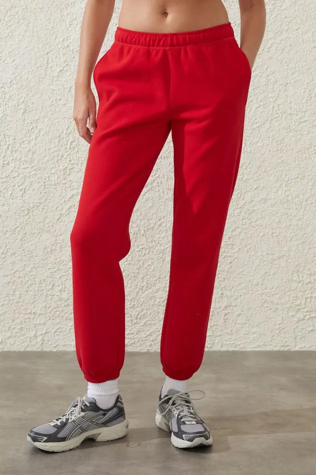 Women Sweats and Hoodies Cotton On Plush Essential Gym Trackpant Apres Red