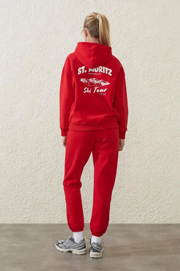 Women Sweats and Hoodies Cotton On Plush Essential Gym Trackpant Apres Red