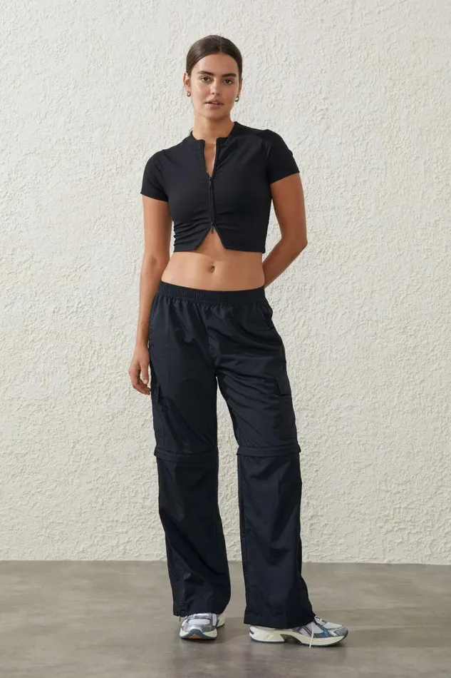 Women Sweats and Hoodies Cotton On Woven Zip Off Cargo Pant Black