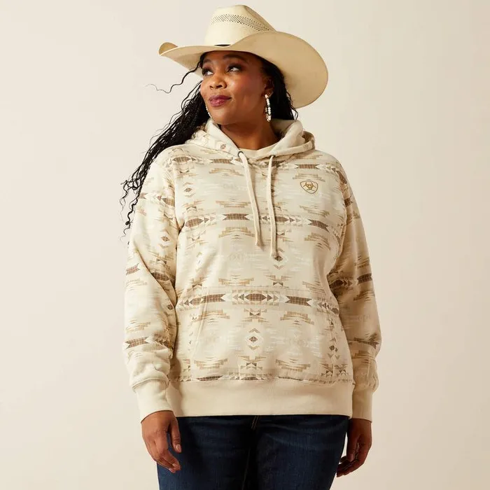 Women Sweatshirts and Hoodies Ariat Ariat Logo 20 Hoodie Sandstone Southwest Print Women Sweatshirts and Hoodies Ariat Ariat Logo 20 Hoodie Sandstone Southwest Print
