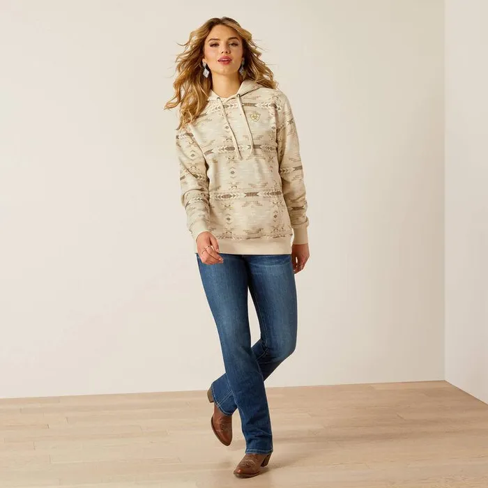 Women Sweatshirts and Hoodies Ariat Ariat Logo 20 Hoodie Sandstone Southwest Print Women Sweatshirts and Hoodies Ariat Ariat Logo 20 Hoodie Sandstone Southwest Print