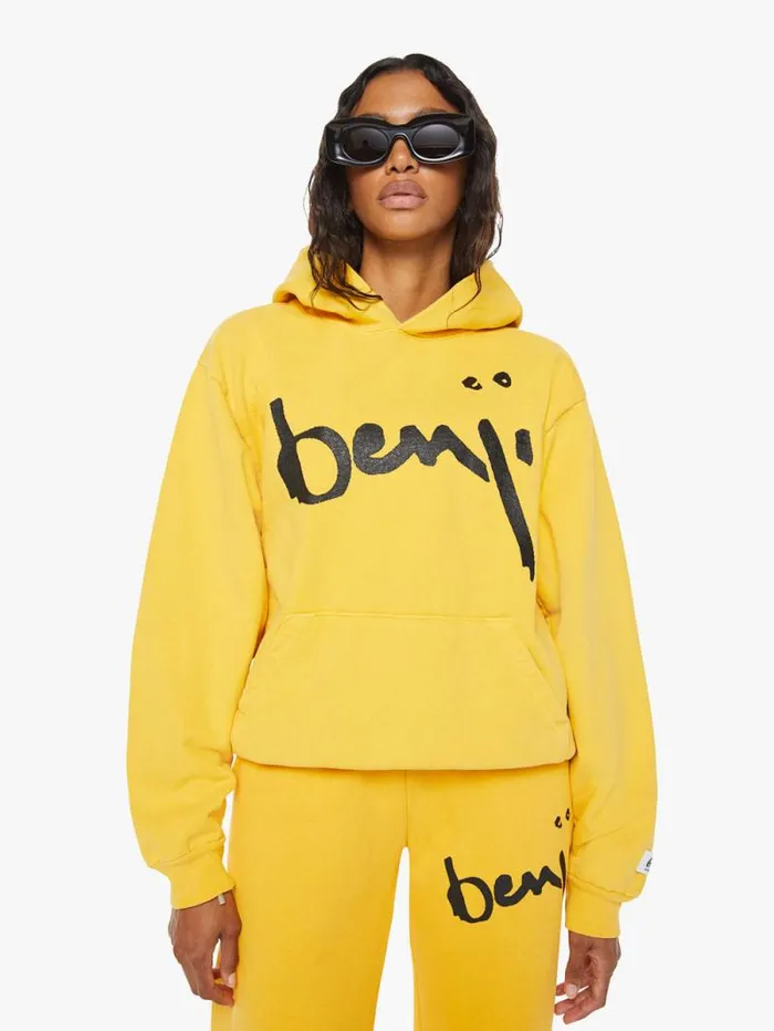 Women Sweatshirts Mother Denim Benji Pull Over Hoodie Yellow medium