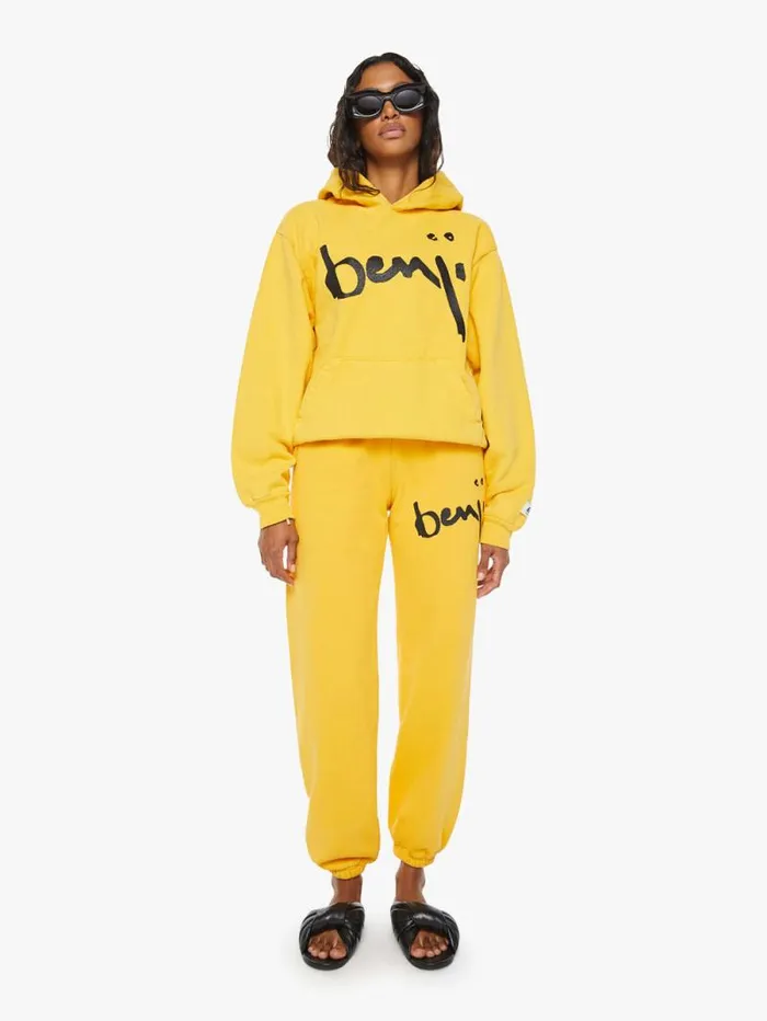 Women Sweatshirts Mother Denim Benji Pull Over Hoodie Yellow medium