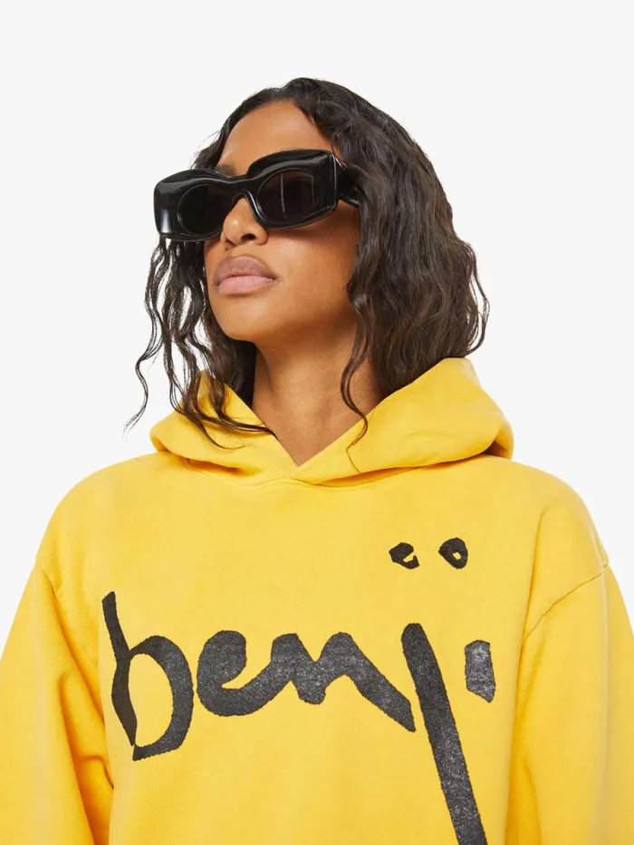 Women Sweatshirts Mother Denim Benji Pull Over Hoodie Yellow medium