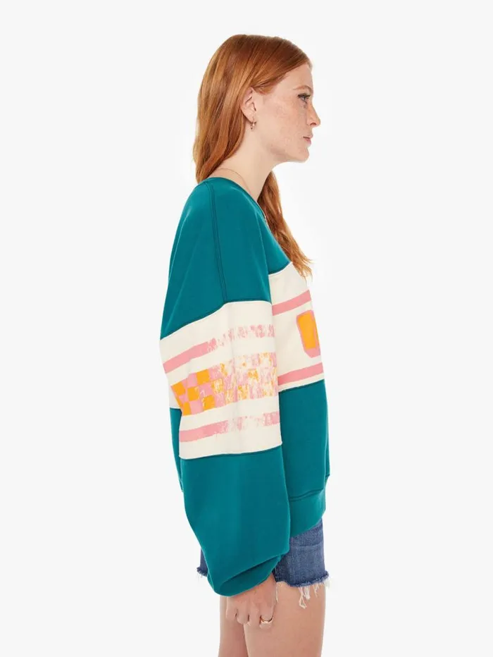 Women Sweatshirts Mother Denim The Banner Drop Square Green teal