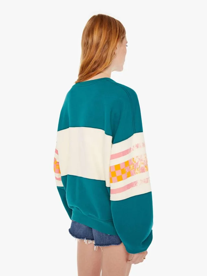 Women Sweatshirts Mother Denim The Banner Drop Square Green teal
