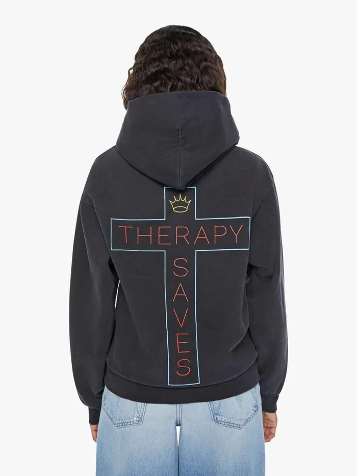 Women Sweatshirts Mother Denim Therapy Pull Over Hoodie Black