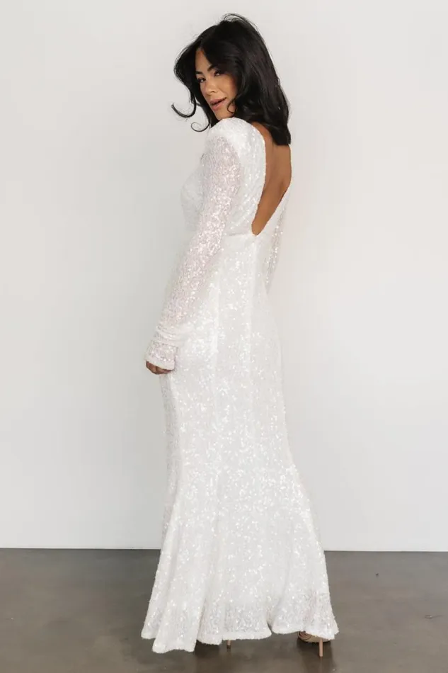 Women Sylvia Sequin Gown White Baltic Born Embellished and Sequined