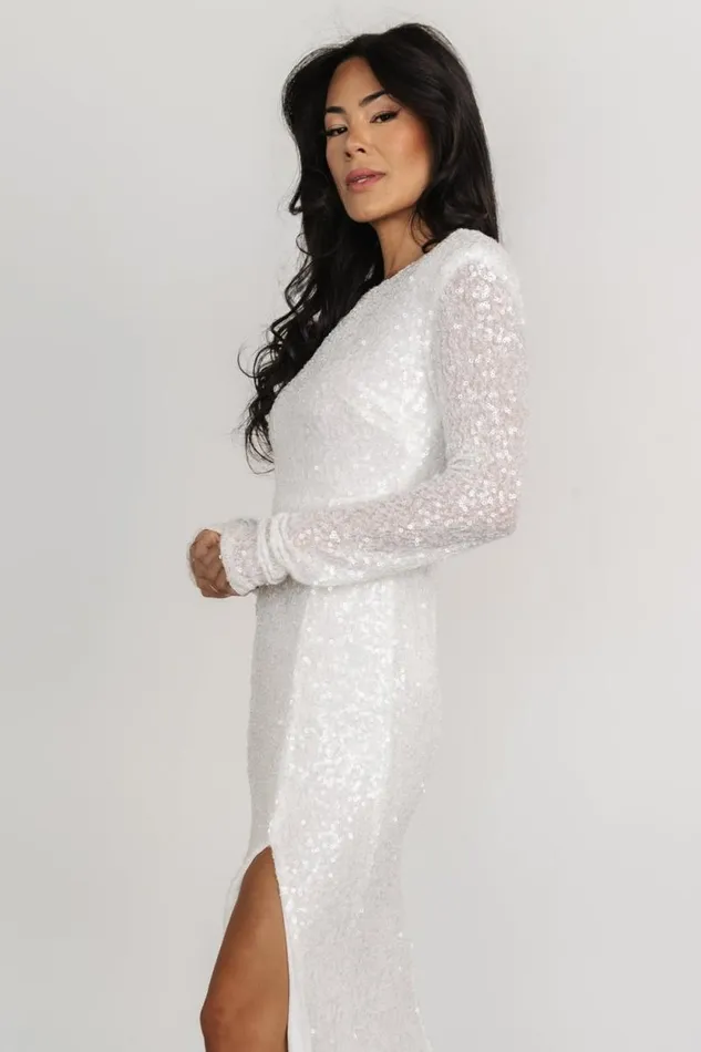 Women Sylvia Sequin Gown White Baltic Born Embellished and Sequined