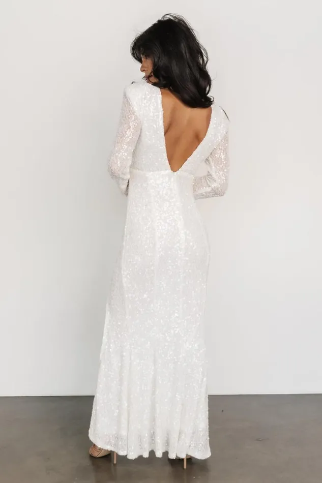 Women Sylvia Sequin Gown White Baltic Born Embellished and Sequined