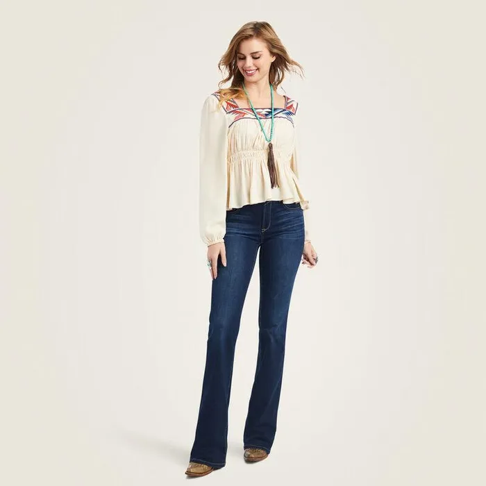 Women TShirts and Tops Ariat Jacquard Chimayo Top Buttercream Women TShirts and Tops Ariat Jacquard Chimayo Top Buttercream