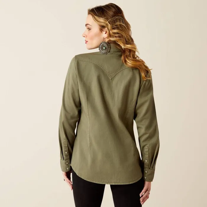 Women TShirts and Tops Ariat Jurlington Snap Shirt Sea Spray
