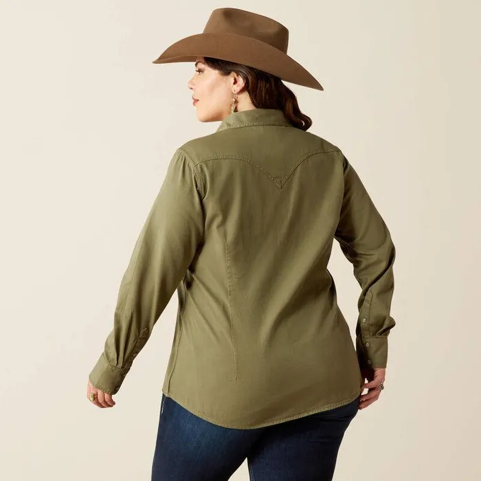 Women TShirts and Tops Ariat Jurlington Snap Shirt Sea Spray