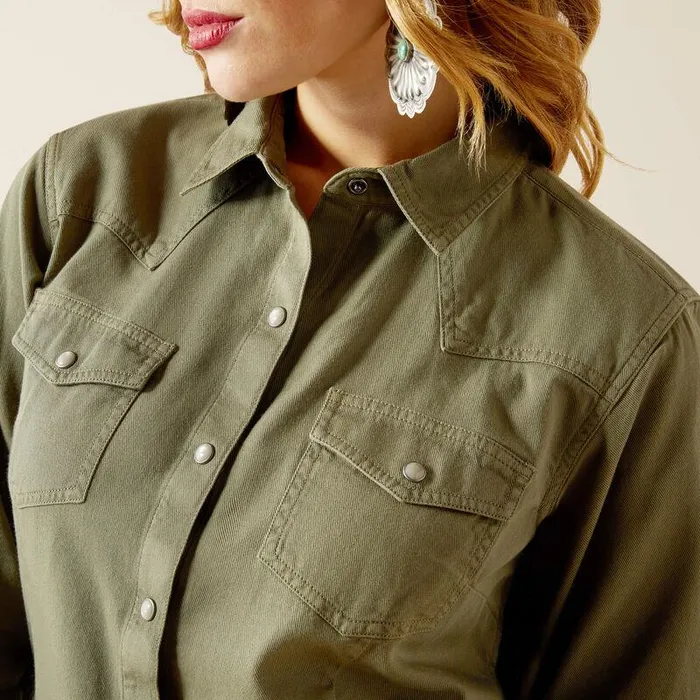Women TShirts and Tops Ariat Jurlington Snap Shirt Sea Spray