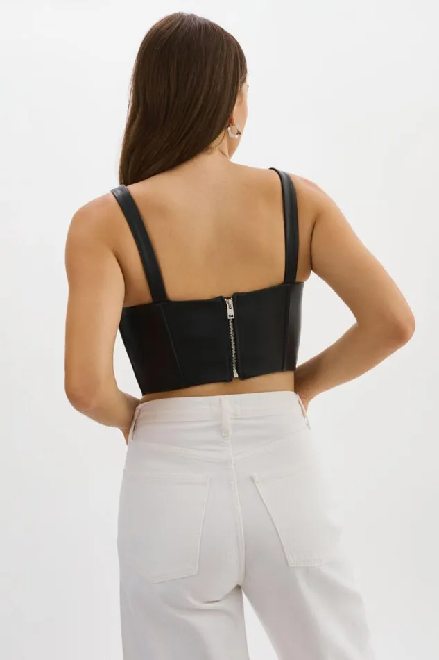 Women TABIA Leather Corset Top Black LAMARQUE Tops Women TABIA Leather Corset Top Black LAMARQUE Tops