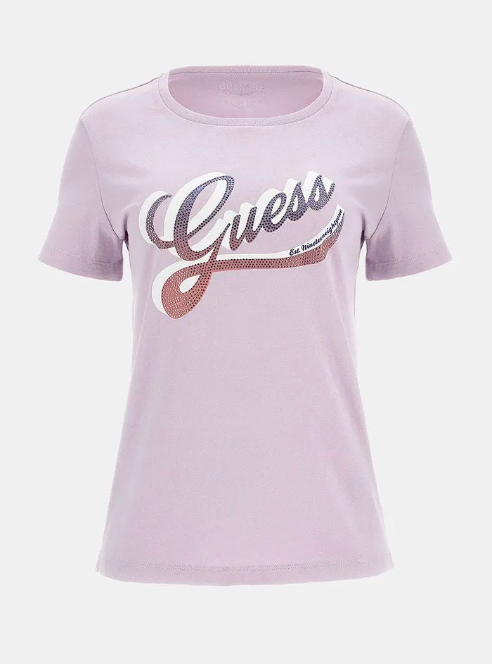 Women Tees and Tanks GUESS Eco Lilac Shaded Logo Tshirt Women Tees and Tanks GUESS Eco Lilac Shaded Logo Tshirt