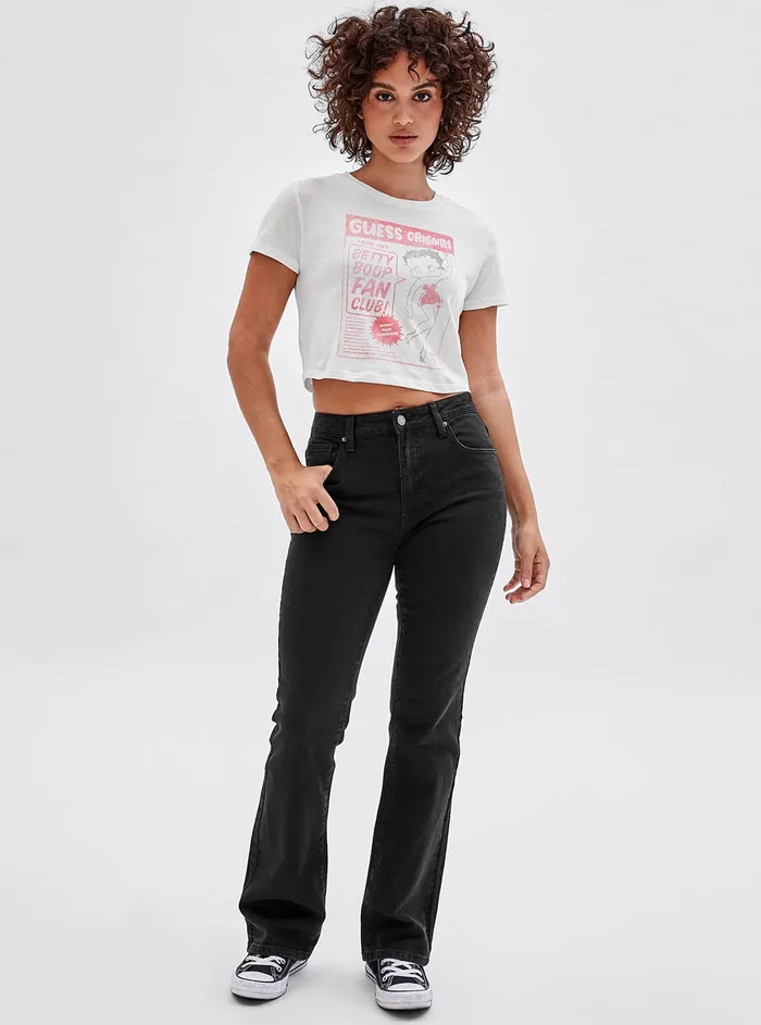 Women Tees and Tanks GUESS Guess Originals X Betty Boop White Cropped Baby Tshirt