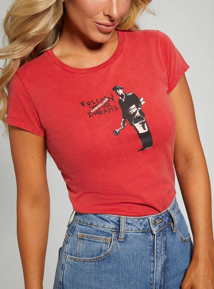 Women Tees and Tanks GUESS Red Follow Your Dreams Tshirt Women Tees and Tanks GUESS Red Follow Your Dreams Tshirt