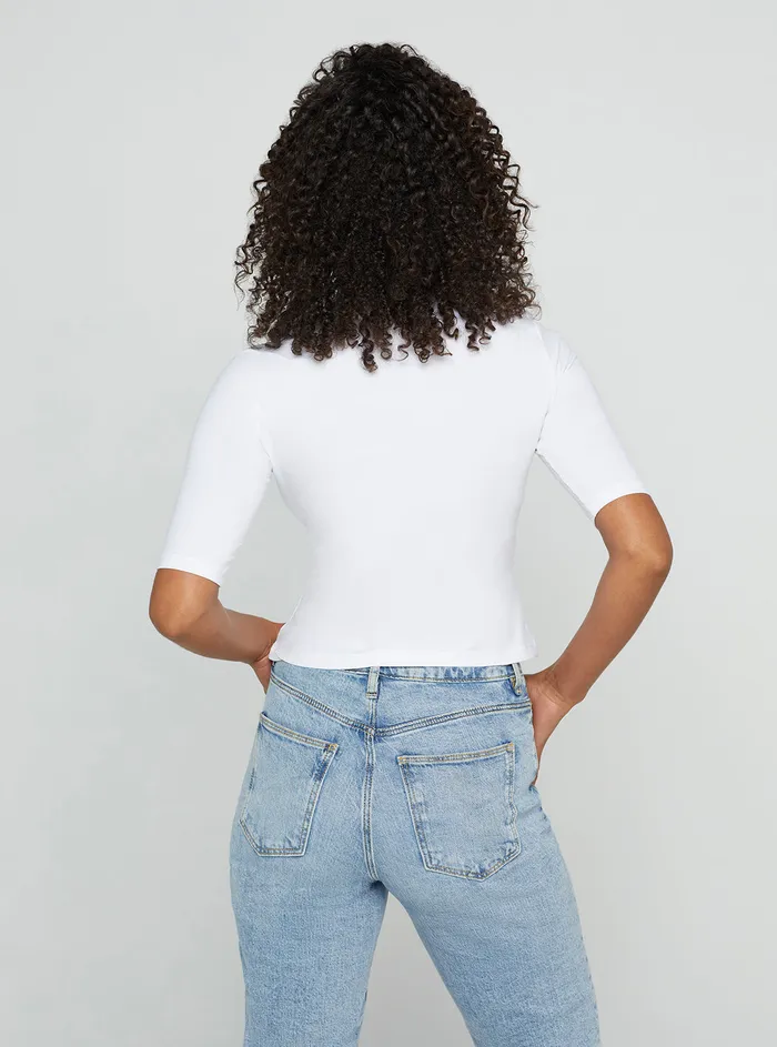 Women Tees and Tanks GUESS White Golden Rabbit Cropped Logo Tshirt
