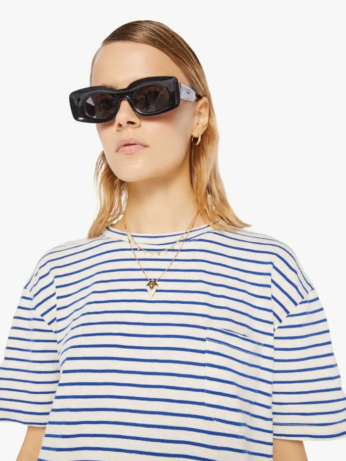 Women Tees Tanks Mother Denim Guerreiro Tee Blue Stripes