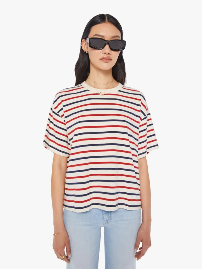 Women Tees Tanks Mother Denim Palmer Tee Navy Red