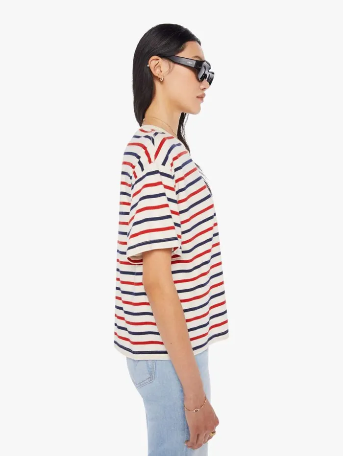 Women Tees Tanks Mother Denim Palmer Tee Navy Red