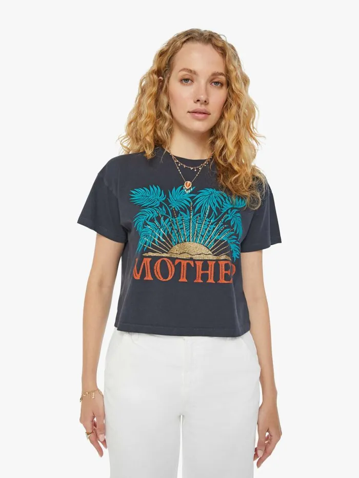 Women Tees Tanks Mother Denim The Grab Bag Crop Tee Black