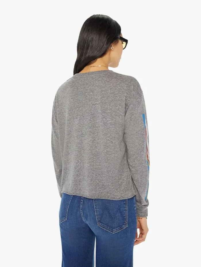 Women Tees Tanks Mother Denim The LS Slouchy Cut Off Grey