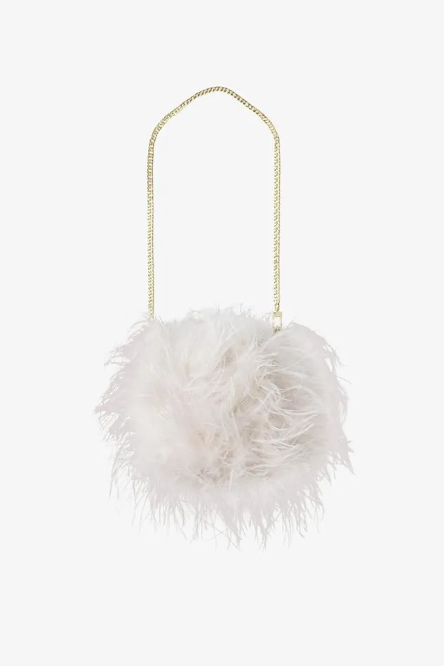 Women TIARI Feather Clutch Bag Bone LAMARQUE Bags