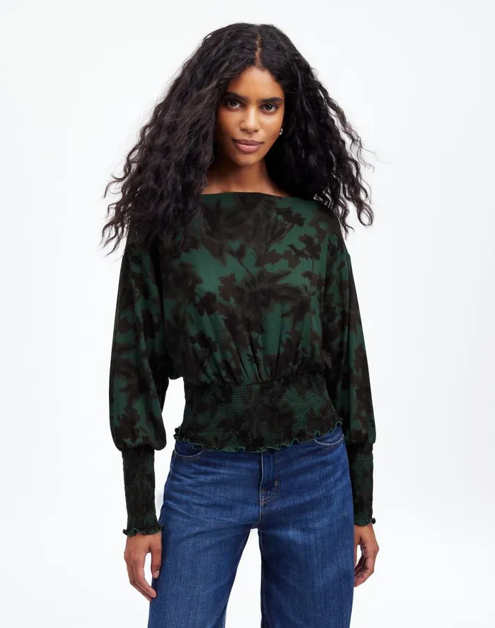 Women Tops and Shirts Madewell Cinched LongSleeve Top Luxury Forest