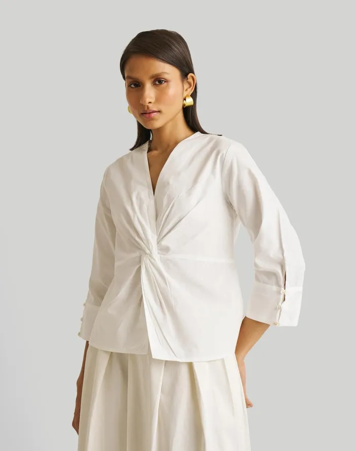 Women Tops and Shirts Madewell Reistor Front Twist Top White