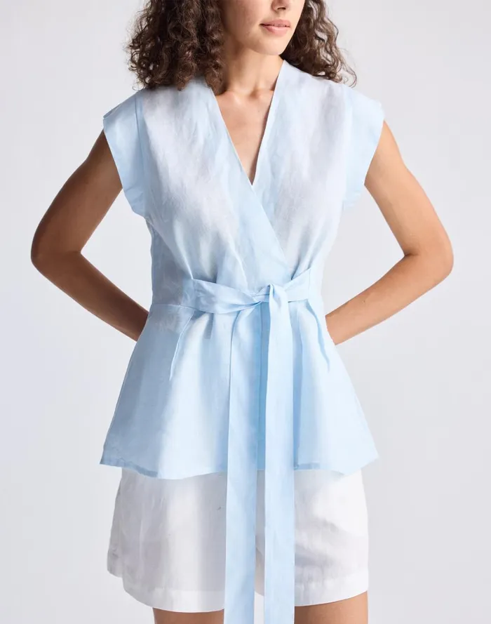 Women Tops and Shirts Madewell Reistor Power Moves Hemp Short Sleeve Top In Blue Light Blue