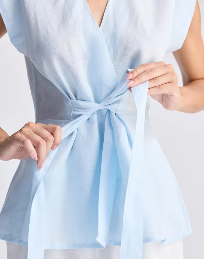 Women Tops and Shirts Madewell Reistor Power Moves Hemp Short Sleeve Top In Blue Light Blue