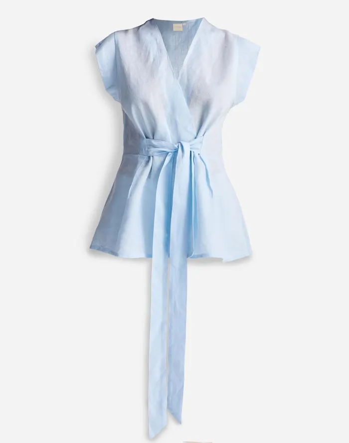 Women Tops and Shirts Madewell Reistor Power Moves Hemp Short Sleeve Top In Blue Light Blue