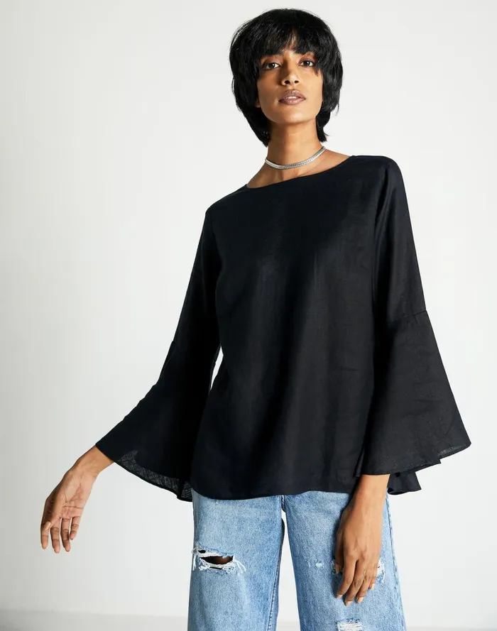 Women Tops and Shirts Madewell Reistor The Button Back Shirt Black