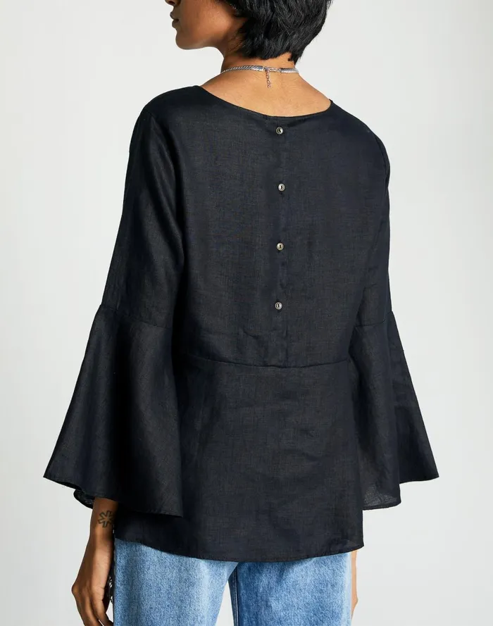 Women Tops and Shirts Madewell Reistor The Button Back Shirt Black