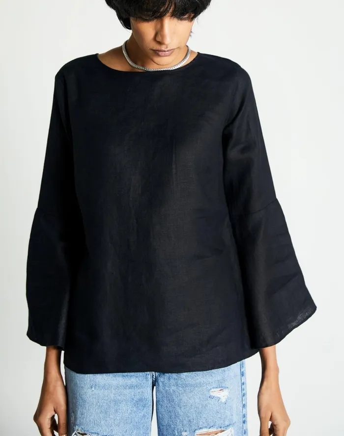 Women Tops and Shirts Madewell Reistor The Button Back Shirt Black