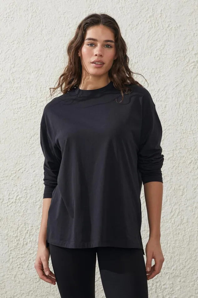Women Tops Cotton On Active Essentials Long Sleeve Top Black
